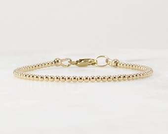 Gold Filled Beaded Bracelet, 2mm, Tiny Petite