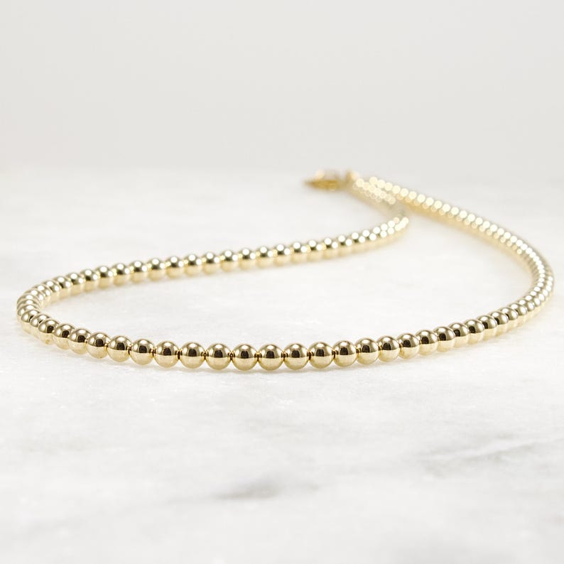 14k Gold Filled Bead Necklace: Luxe Chunky Statement Jewelry 4mm or 5mm image 4