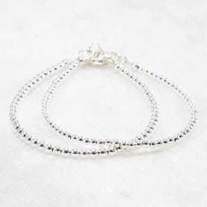 Sterling Silver Beaded Bracelet, Delicate Stacking, 2.5mm or 3mm