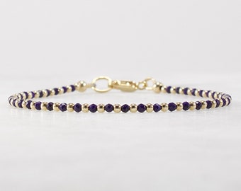 2mm Tiny Lapis Lazuli Bracelet, Delicate Gold Filled or Silver