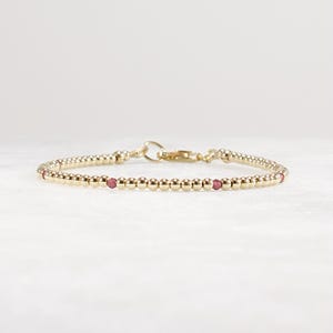 Dainty Garnet Bracelet: 14k Gold Filled Minimalist Jewelry