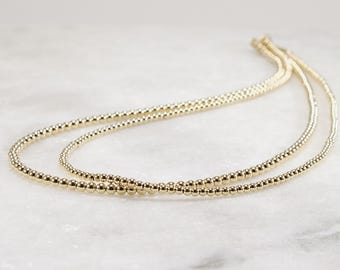 Beaded Necklace 14k Gold Filled, Choker Skinny Layering 2.5mm 3.0mm