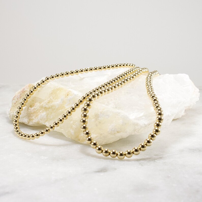 14k Gold Filled Bead Necklace: Luxe Chunky Statement Jewelry 4mm or 5mm image 10