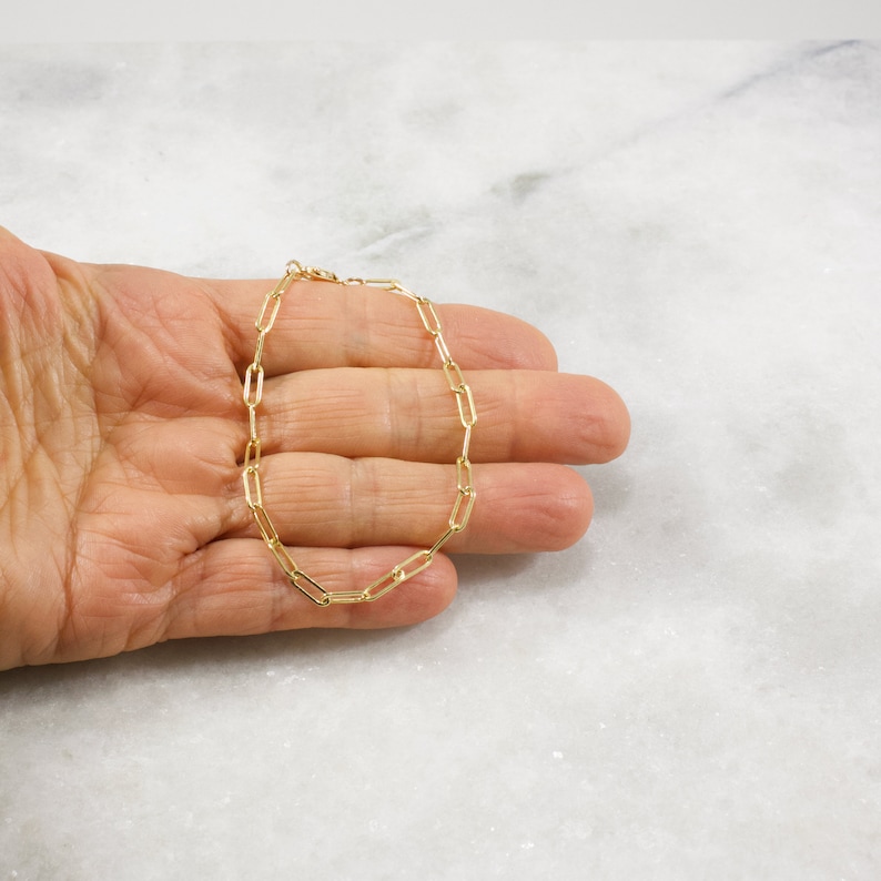 Gold Paper Clip Bracelet, Small Link, Medium Link, 14k Gold Filled, Women, Girlfriend, Mom Gift, Stacking Bracelet image 3