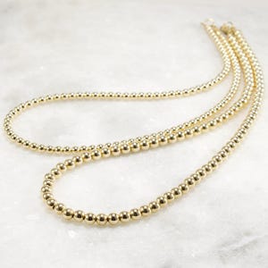 14k Gold Filled Bead Necklace: Luxe Chunky Statement Jewelry 4mm or 5mm image 3