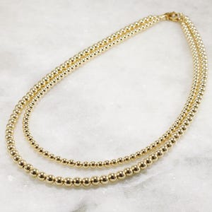 14k Gold Filled Bead Necklace: Luxe Chunky Statement Jewelry 4mm or 5mm image 6