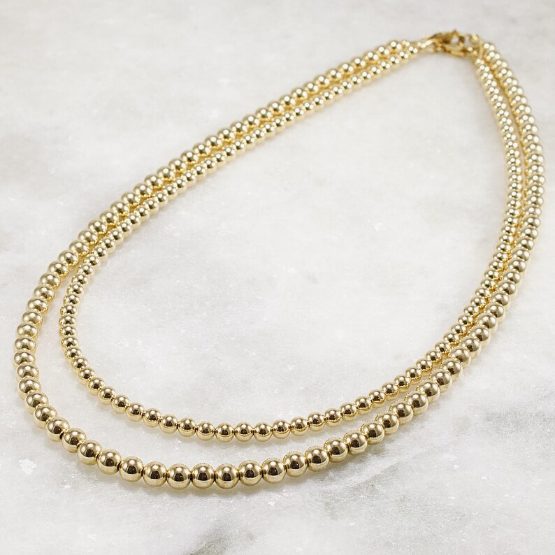 14k Gold Filled Bead Necklace: Luxe Chunky Statement Jewelry 4mm or 5mm image 6