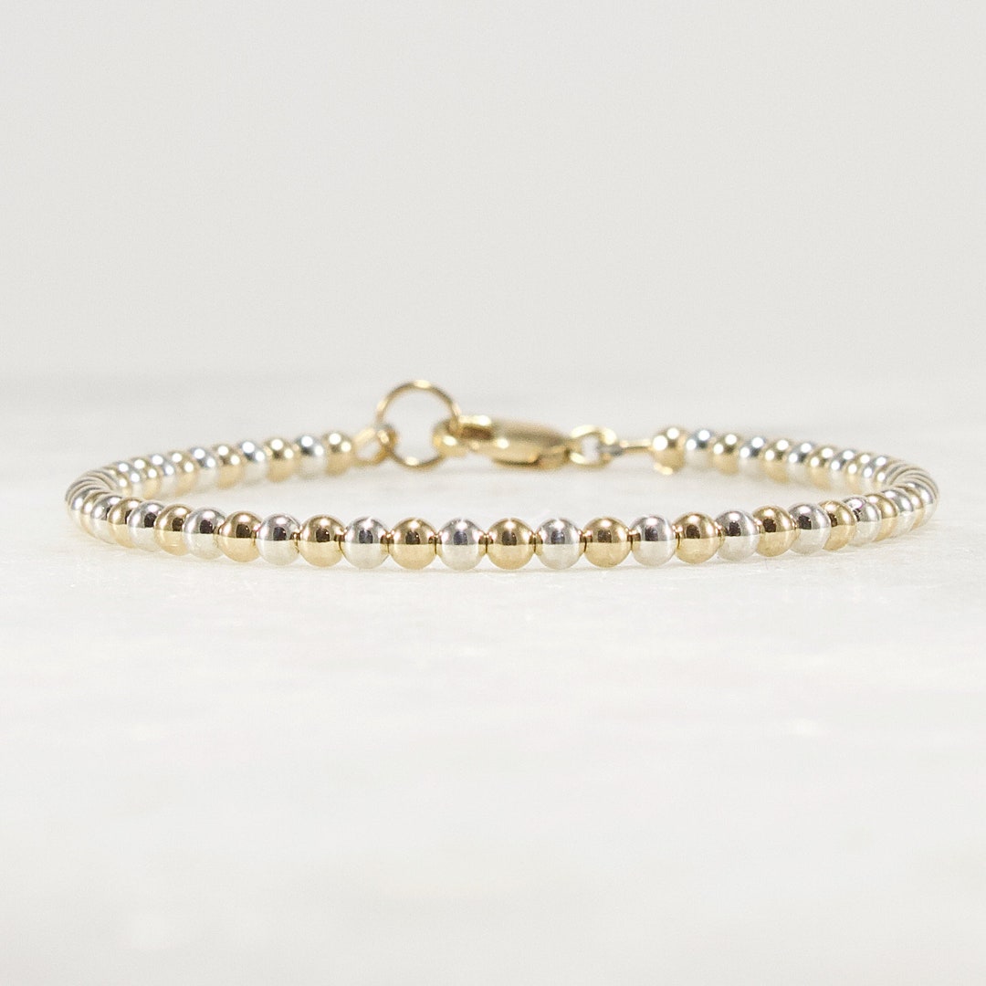 Gold and Silver Bead Bracelet Mixed Metal Bracelet Gift for Her Mom ...