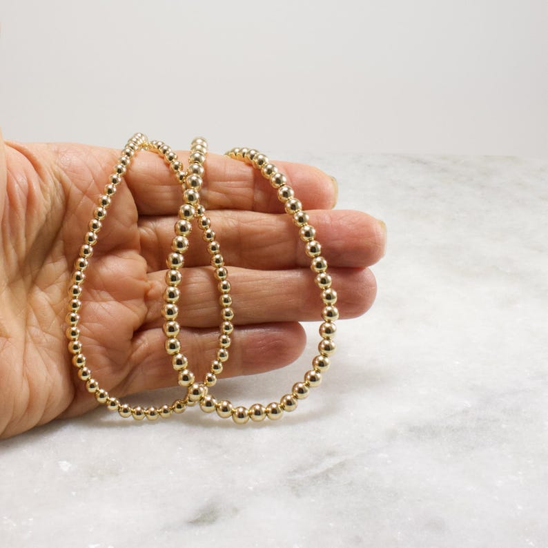 14k Gold Filled Bead Necklace: Luxe Chunky Statement Jewelry 4mm or 5mm image 9
