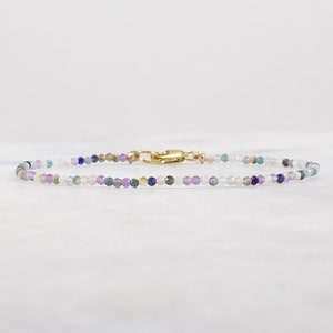 Multi Gemstone Bead Bracelet for Women, Tiny Faceted Beads