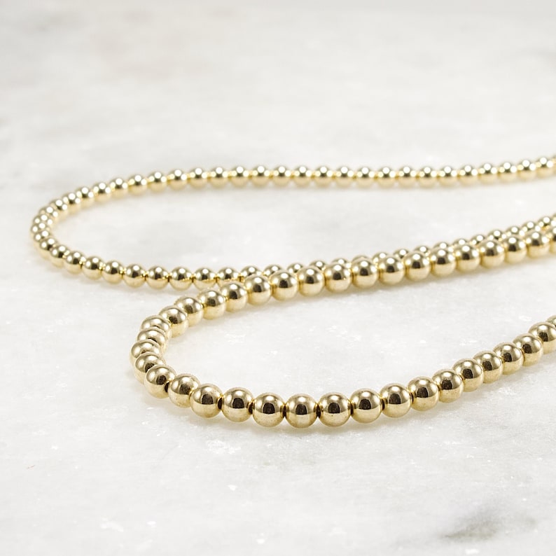 14k Gold Filled Bead Necklace: Luxe Chunky Statement Jewelry 4mm or 5mm image 2