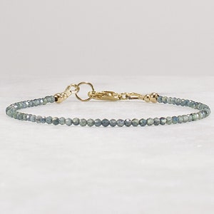 Sapphire Bracelet, Tiny Faceted Beaded Bracelet, Ultra Skinny Dainty Minimalist Bracelet, Gift for Her, Girlfriend Gift, Unique Bracelet