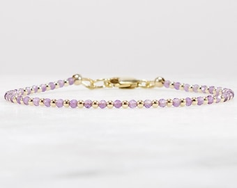 Dainty Amethyst Bracelet • Micro Gemstone • Gold Filled