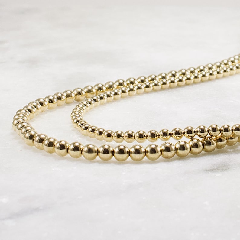 14k Gold Filled Bead Necklace: Luxe Chunky Statement Jewelry 4mm or 5mm image 7