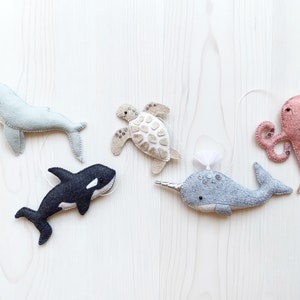 Felt sea life garland, sea life nursery, whale nursery, under the sea nursery, felt whale, felt narwhal, whale decor, sea turtle, octopus