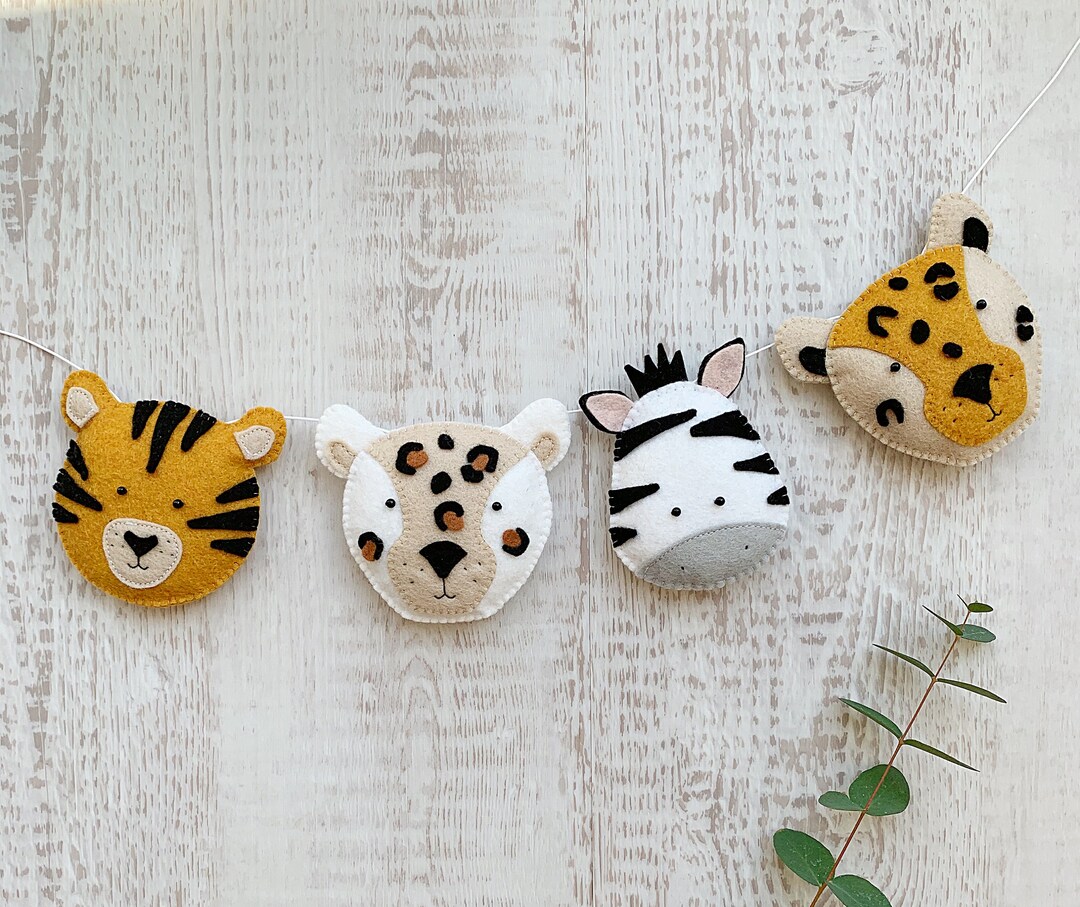 Felt Safari Garland Safari Nursery Garland Animal Garland Etsy UK