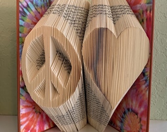 Peace & Love folded book art