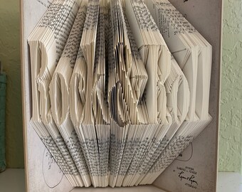 Folded book art Rock & Roll or your word choice