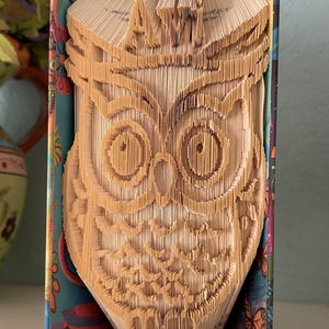 Folded book art, Owl and custom name