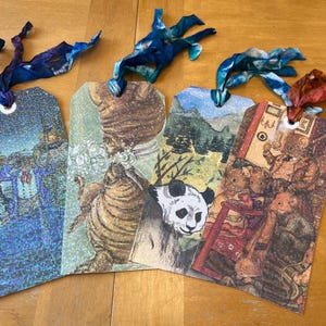 Vintage Book Art Bookmarks // Bookmarks Made From Children&#39;s Picture Books  // Upcycled, Reclaimed, Handmade // Unique Gift