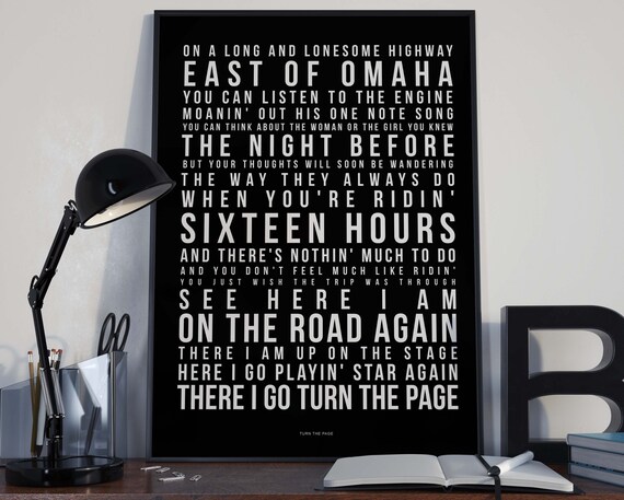 Turn The Page Song Lyrics Typography Bob Seger Metallica Etsy