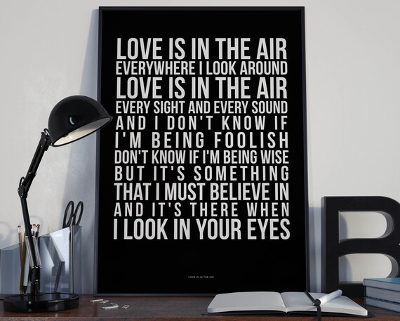 Love Is In The Air Song Lyrics Typography John Paul Young Etsy