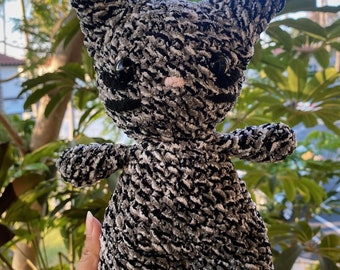 Crochet Cat Plush - Handmade Black and White Kitten