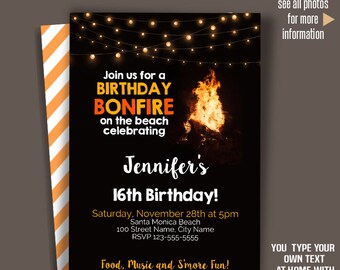 bonfire invitation etsy