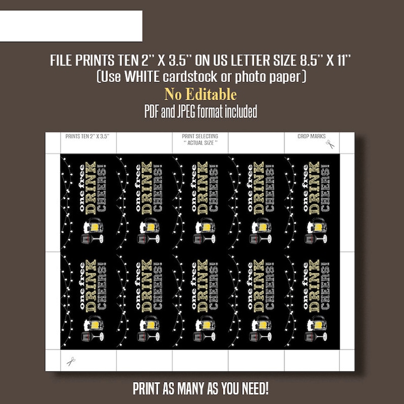 Printable Free Drink Tickets Drink tickets 3.5 x | Etsy