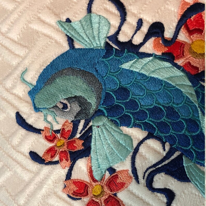 Blue koi embroidery pattern  etsy Blue koi embroidery pattern  etsy