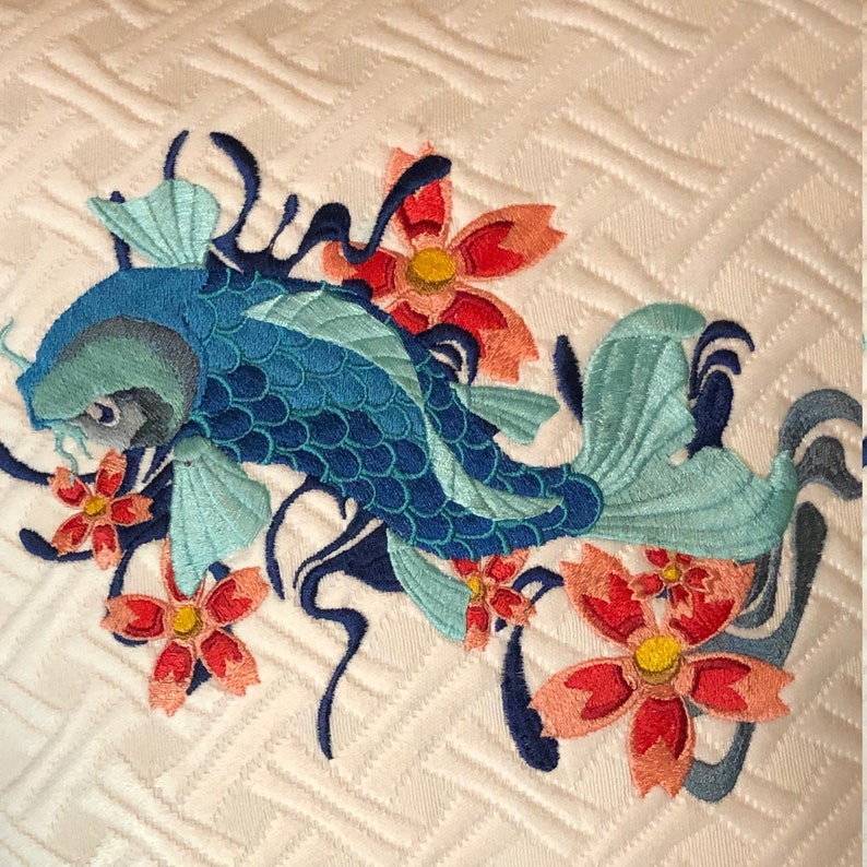 Blue Koi Embroidery Pattern Etsy