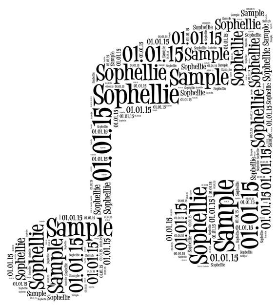Music Note Word Art Personalised Gift. Free P&P Etsy