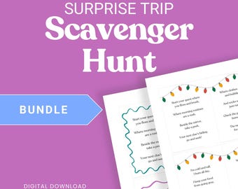 Surprise Trip Scavenger Hunt-bundel | Vakantie-onthullingsspel | 2 ontwerpen | Disney-reisaankondiging | Afdrukbaar