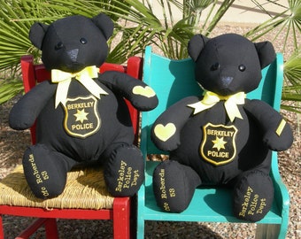Memory Law Enforcement Bear, Memory Memorial Bear, Police Memorial Bear, Retirement Bear, Deployment Bear, Keepsake  Animals, Memory Bears