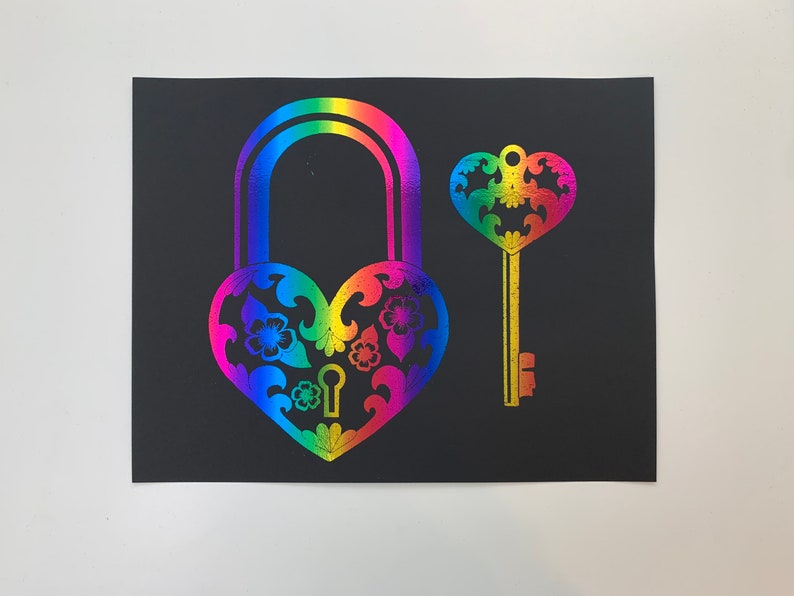 PRIDE Month Key To My Heart Foil Art Print image 1