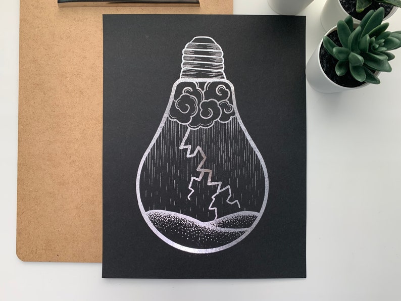 Lightning in a Lightbulb Foil Print