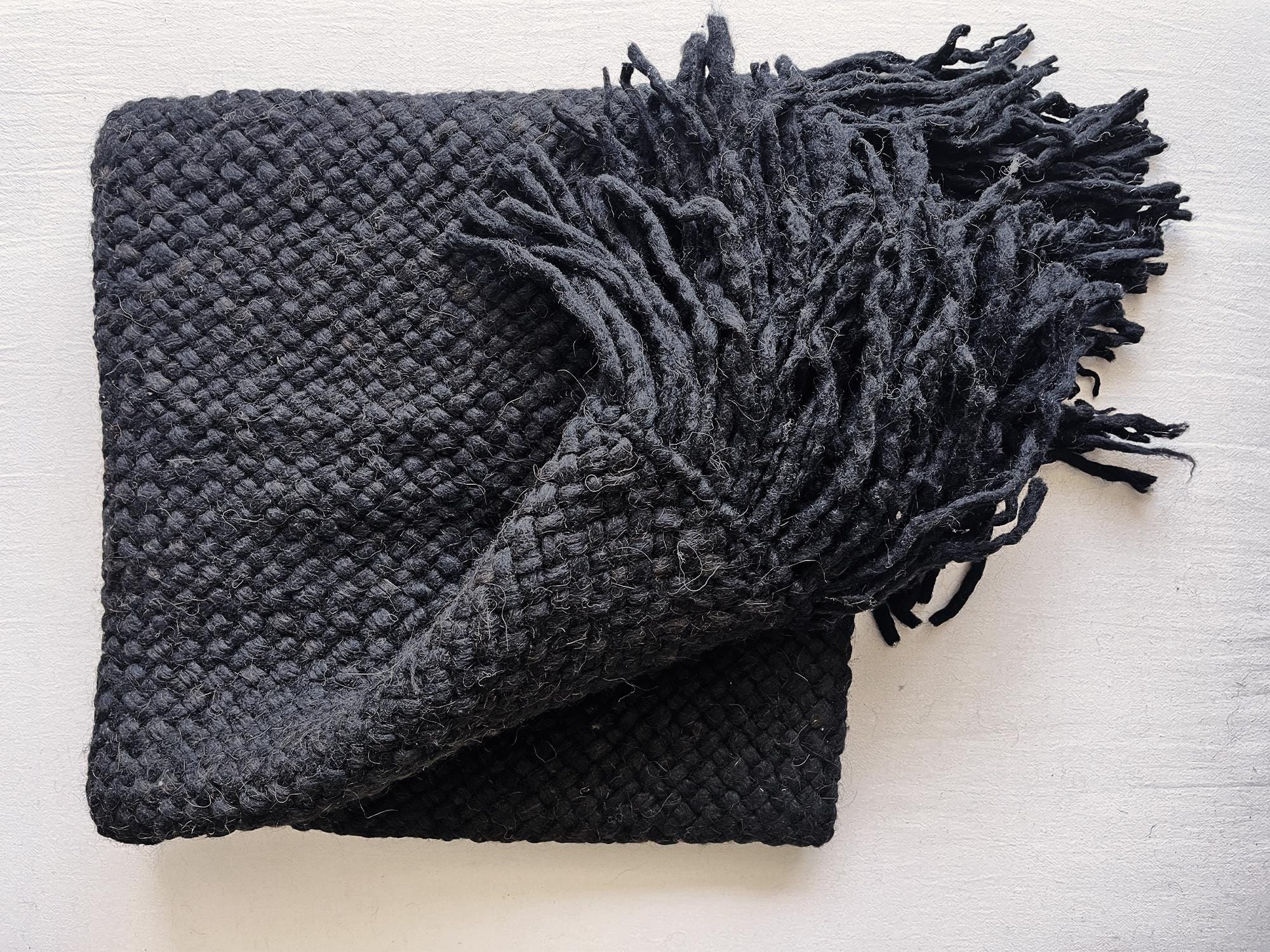 BROWN WOOL THROW Handwoven Blanket Chocolate Throw Etsy