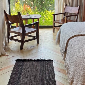 Black Woven Runner Rugs Argentina, Rug Runner, Small rug, Rug for bedroom aesthetic, Unique Rugs, Cute Rug image 2