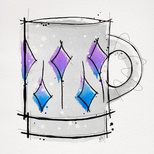 Fire King Vintage Mug Digital Print Watercolor Painting