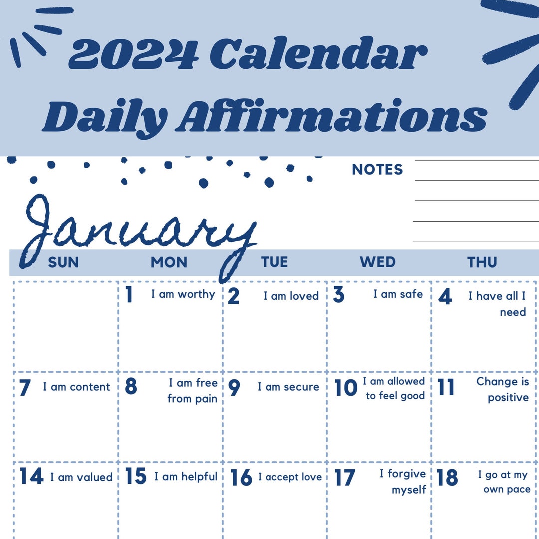 2025 Printable Daily Affirmation Calendar New Affirmation Etsy