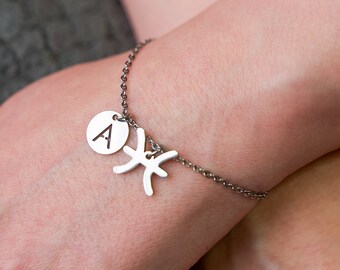 pisces star sign bracelet, silver star sign jewellery, inital bracelet, pisces birth symbol, birthday jewellery, zodiac gift, pisces gift