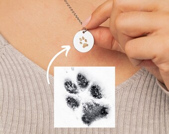 paw print necklace pendant, pet photo necklace, remember your pet, dog mom necklace