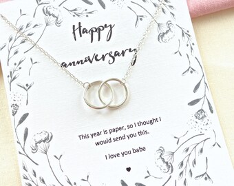 Anniversary gift and card for her, anniversary necklace, wedding anniversary, 10 year anniversary, first anniversary