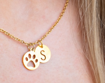 Personalised gold pawprint necklace, pet loss necklace, pet remembrance gift, in memory of dog, pet memorial necklace, pet condolence gift
