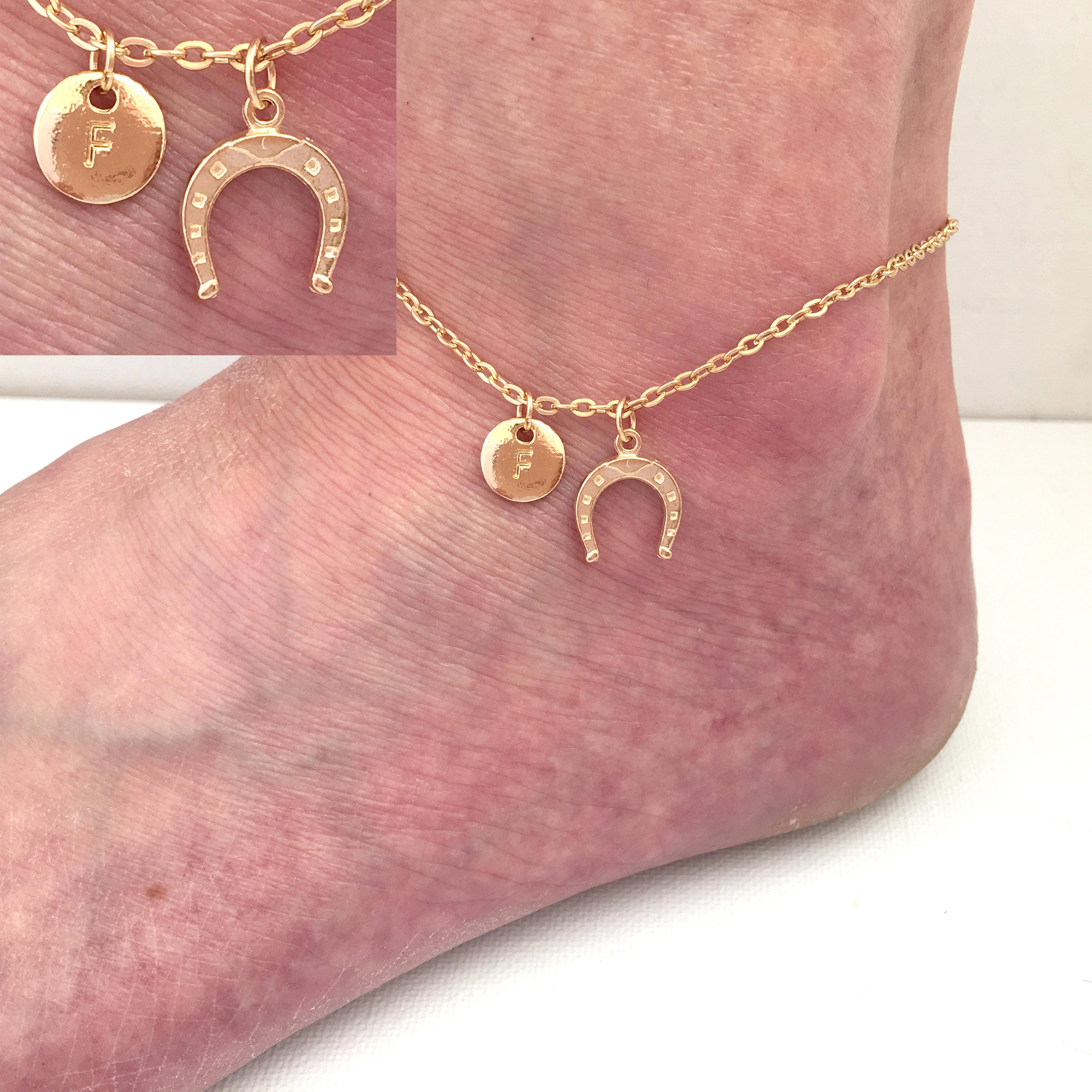 Horseshoe anklet horseshoe jewelryankle bracelet gold Etsy