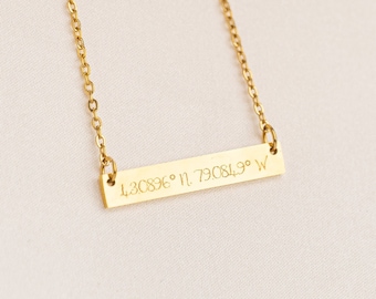 Gold coordinate necklace, silver coordinates necklace, where it all began jewellery, where we met, number necklace, moving away gift