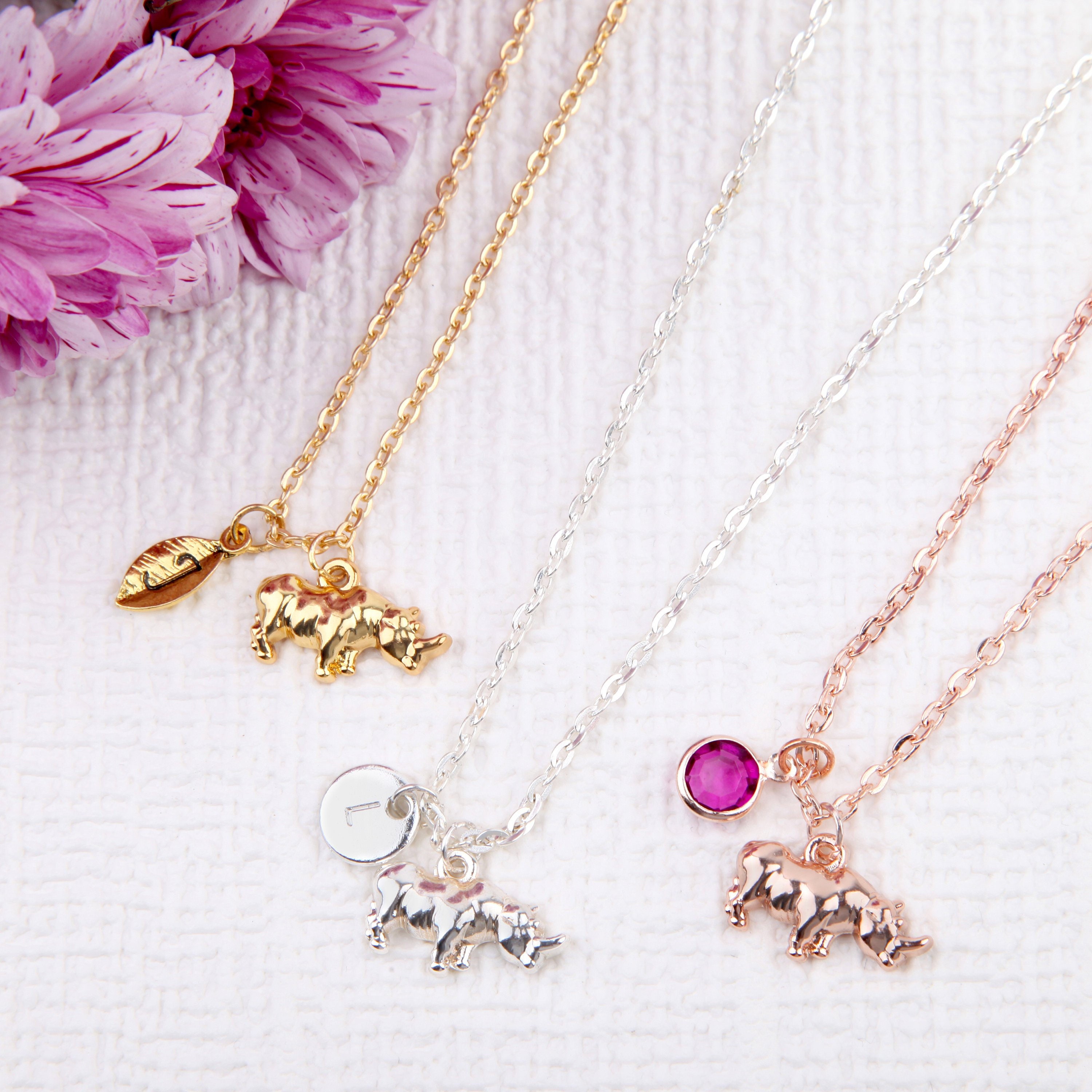 Gold Silver Rose Rhino Necklace Jewelry 50