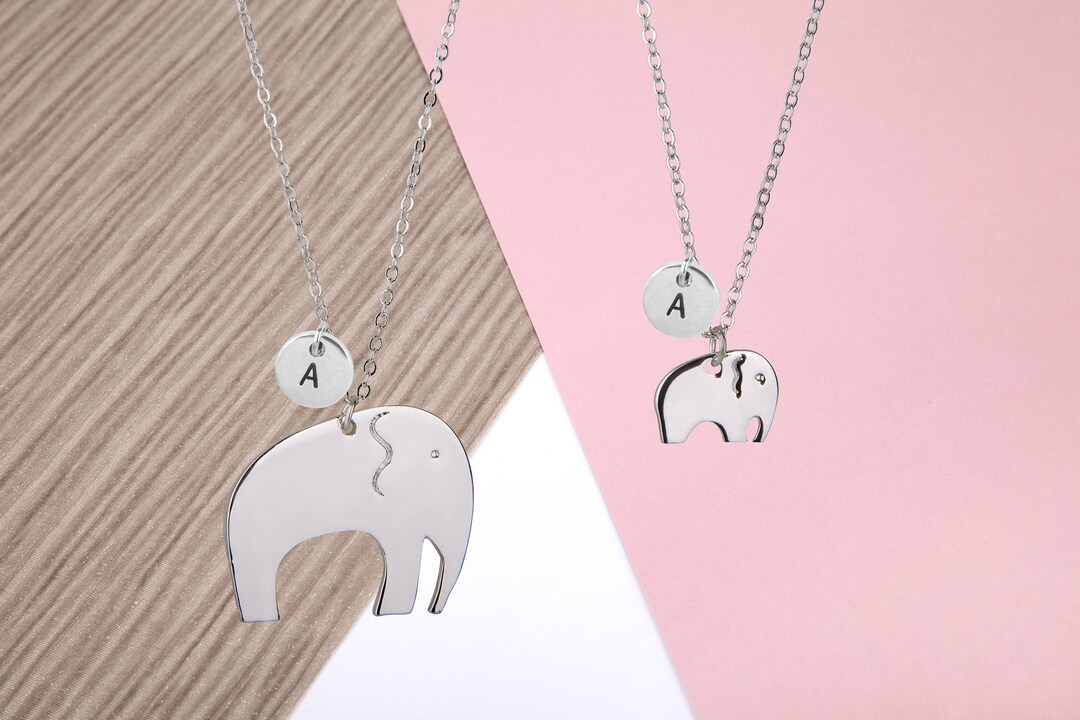 Mother and Daughter Elephant Necklace, Mother Daughter Necklace