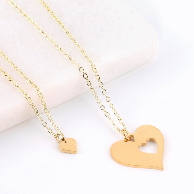 matching necklaces, set of 2 necklaces, Long distance gift, mother daughter necklace set, sisters necklaces, matching necklaces for couples image 3
