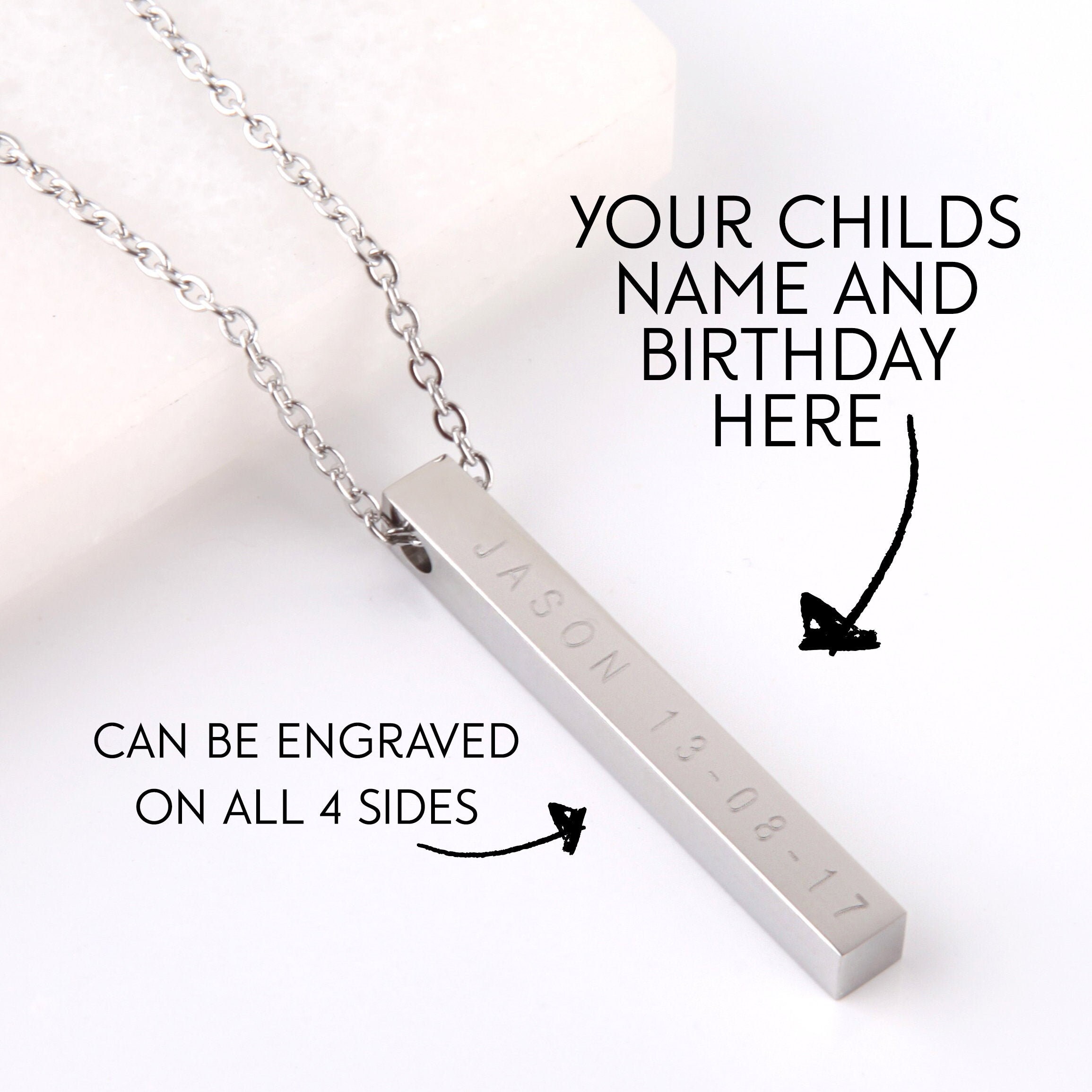 Personalized Bar Necklace Bar Necklace 4 Sided Bar Necklace Etsy